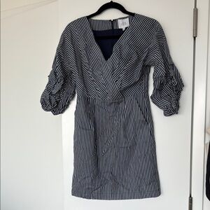 JOA Navy and White Striped Dress